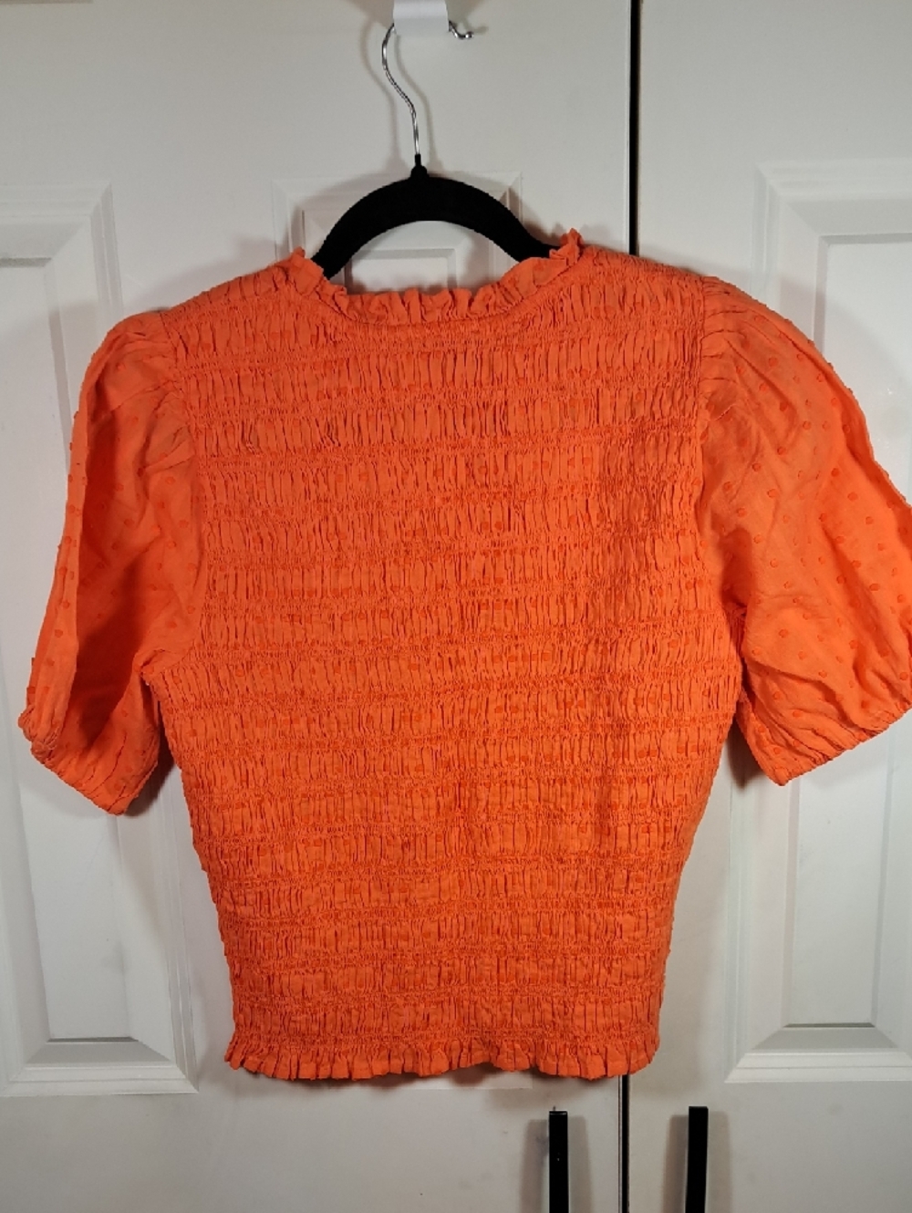 J. Crew Orange Smocked Puff Sleeve Blouse - Picture 2 of 2